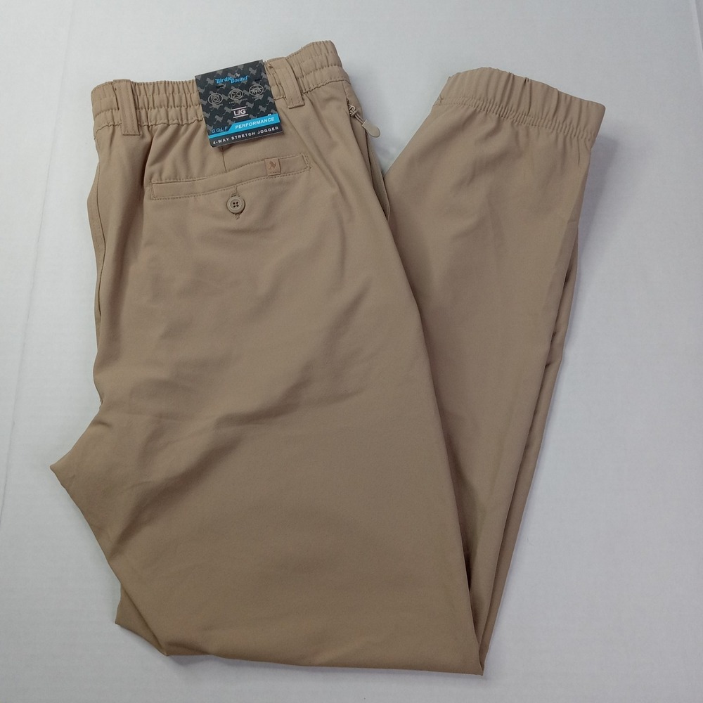 Birdie Bound Performance Golf Joggers Men's L Khaki Stretch Outdoors Drawstring